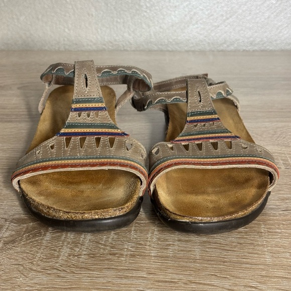 Naot Odelia Khaki Beige Combo Leather Ankle Strap SandalsSize 8 - Picture 2 of 11